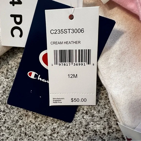 NWT Champion 4 Pieces Cream and Pink Toddler Set- 12M - Picture 4 of 6